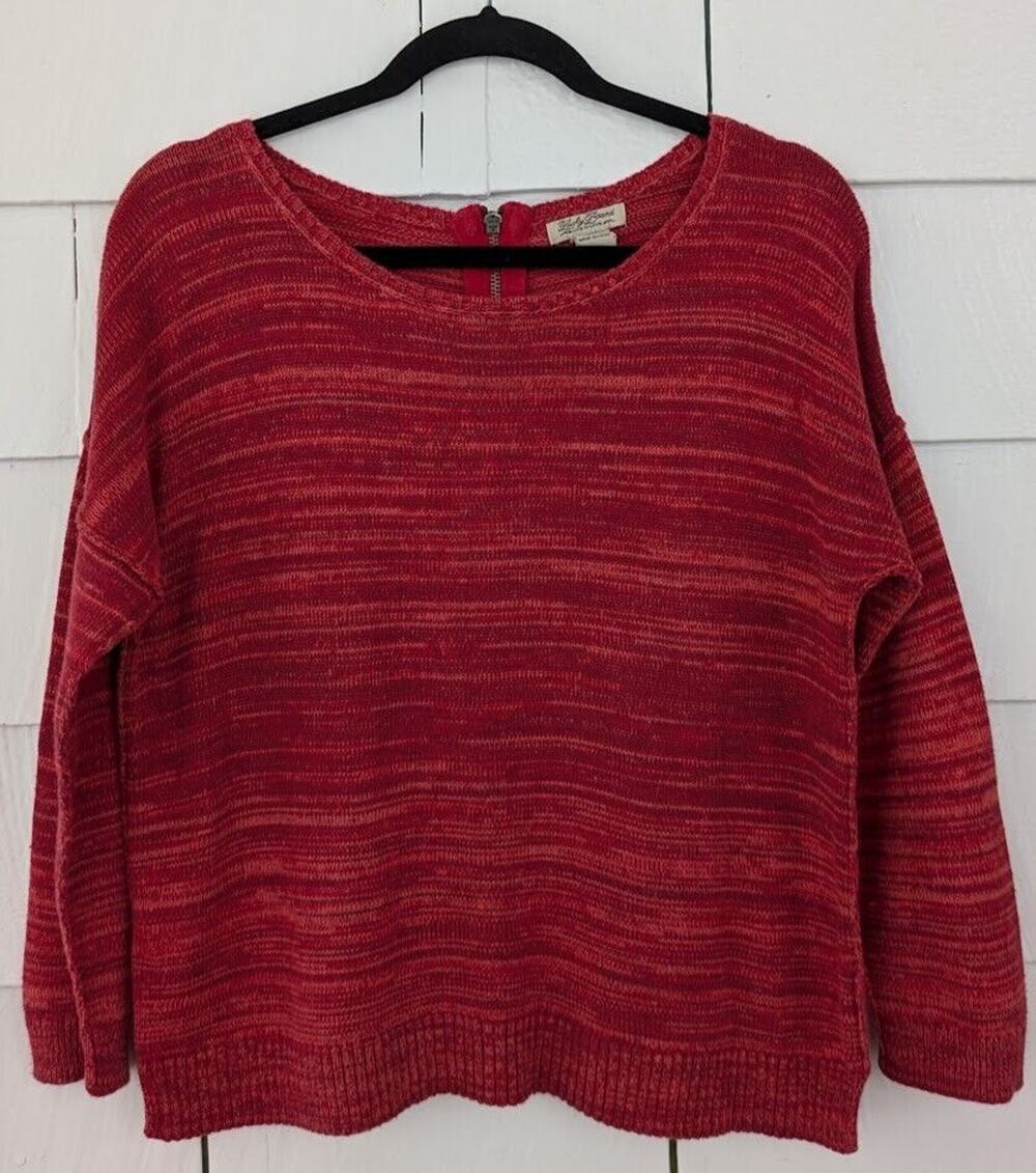 Lucky Brand Women's Medium Marled Sweater ~ Orange Long Sleeve Pullover Boatneck
